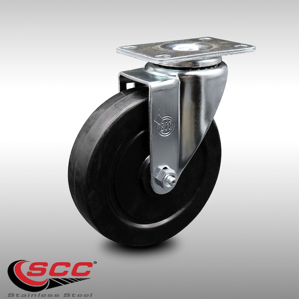 Service Caster 5 Inch SS Soft Rubber Wheel Swivel Top Plate Caster SCC-SS20S514-SRS - main